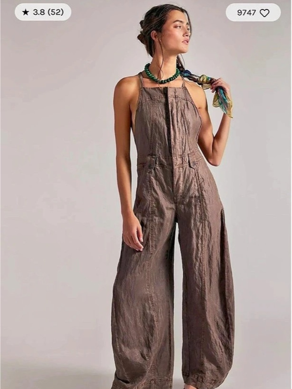 Free People Sylvia Barrel One-Piece Wide Leg Brown Small